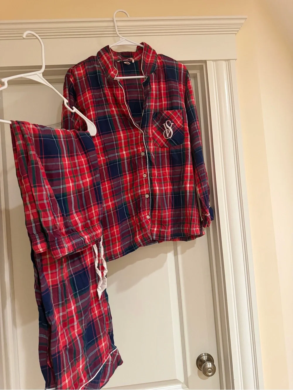 Victoria's Secret Red and Navy Plaid Pajama Set